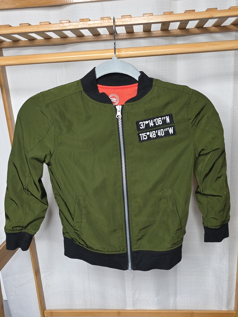 wonder nation Olive Green Bomber Jacket with Black Trim